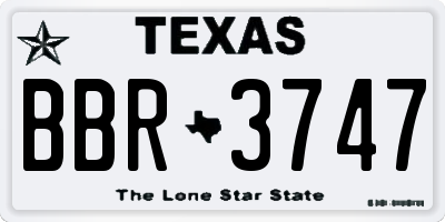 TX license plate BBR3747
