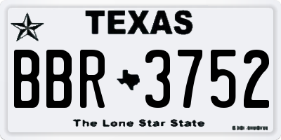 TX license plate BBR3752