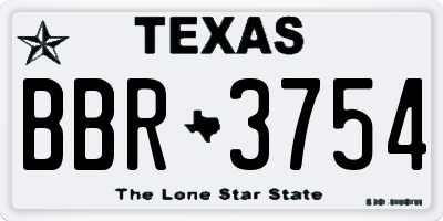 TX license plate BBR3754