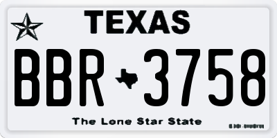 TX license plate BBR3758
