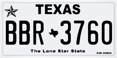 TX license plate BBR3760