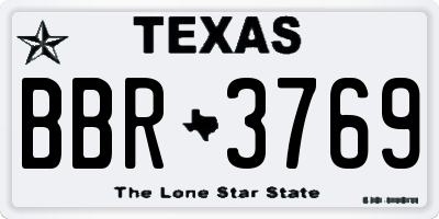 TX license plate BBR3769