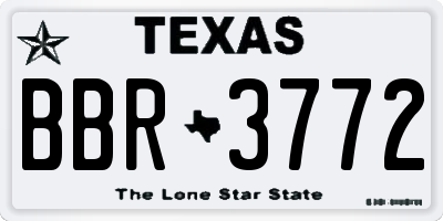TX license plate BBR3772