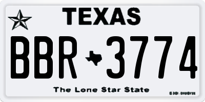 TX license plate BBR3774