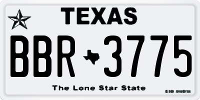 TX license plate BBR3775