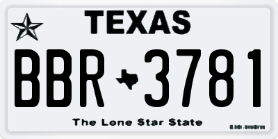 TX license plate BBR3781