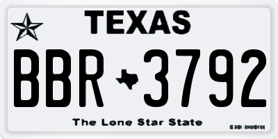 TX license plate BBR3792