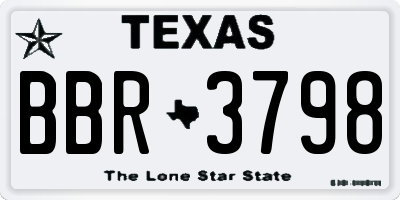 TX license plate BBR3798