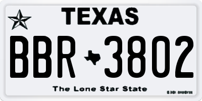 TX license plate BBR3802