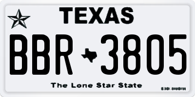 TX license plate BBR3805