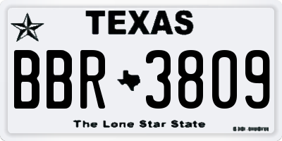 TX license plate BBR3809