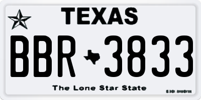 TX license plate BBR3833