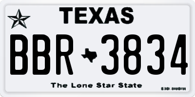 TX license plate BBR3834