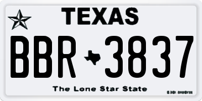 TX license plate BBR3837