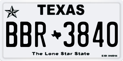 TX license plate BBR3840
