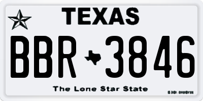 TX license plate BBR3846