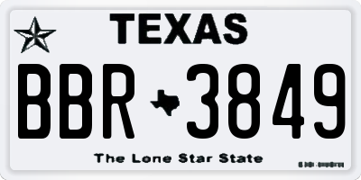 TX license plate BBR3849