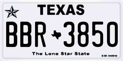 TX license plate BBR3850