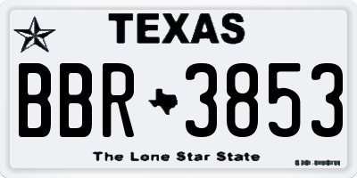 TX license plate BBR3853