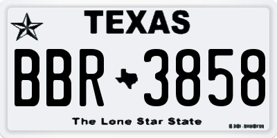 TX license plate BBR3858