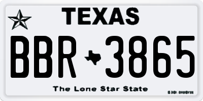 TX license plate BBR3865