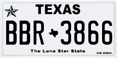 TX license plate BBR3866