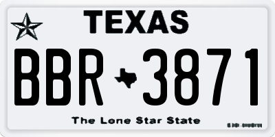 TX license plate BBR3871