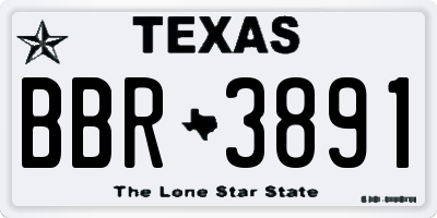 TX license plate BBR3891