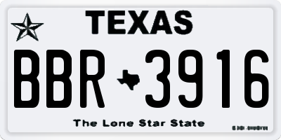 TX license plate BBR3916