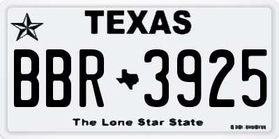 TX license plate BBR3925