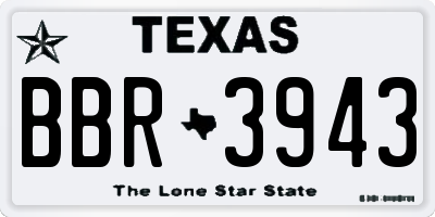 TX license plate BBR3943
