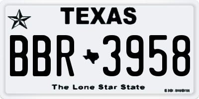 TX license plate BBR3958
