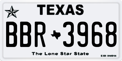 TX license plate BBR3968