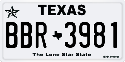 TX license plate BBR3981