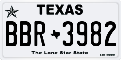 TX license plate BBR3982