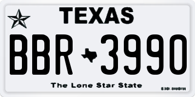 TX license plate BBR3990