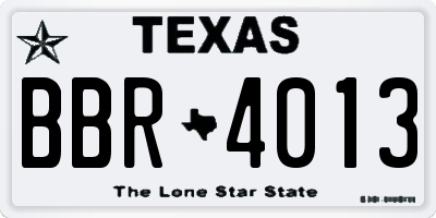 TX license plate BBR4013