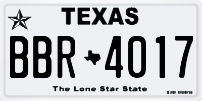 TX license plate BBR4017