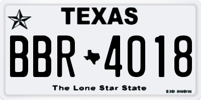 TX license plate BBR4018