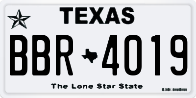 TX license plate BBR4019