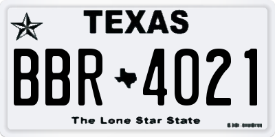 TX license plate BBR4021