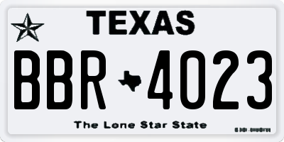 TX license plate BBR4023
