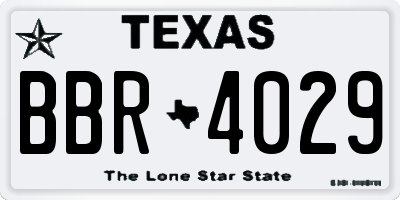 TX license plate BBR4029