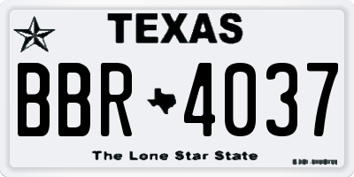 TX license plate BBR4037