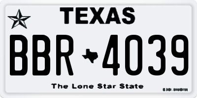 TX license plate BBR4039
