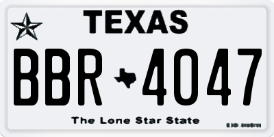 TX license plate BBR4047