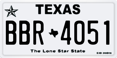 TX license plate BBR4051