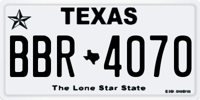 TX license plate BBR4070