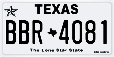 TX license plate BBR4081