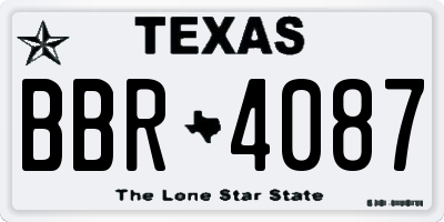 TX license plate BBR4087